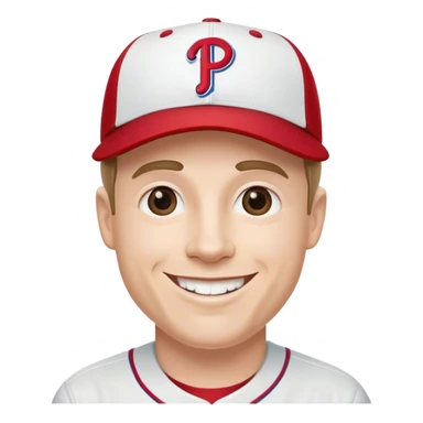 White Man smiling wearing a Philadelphia Phillies baseball cap sticker