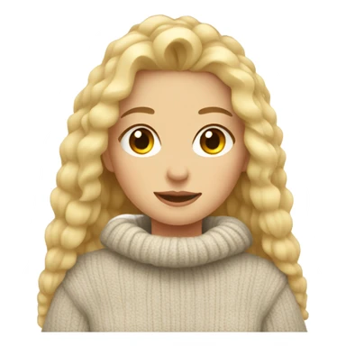 blonde girl in cozy sweater cartoon sticker