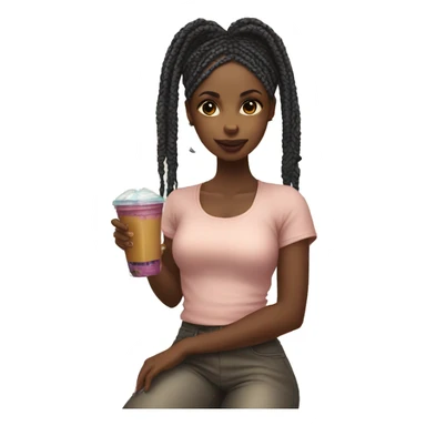 Black girl with box braids drinking a smoothie  sticker