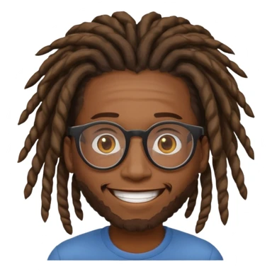 a black african guy with dreadlocks, wearing glasses and aura farming emoji sticker