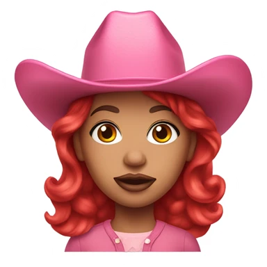 Red hair girl with drag queen makeup wearing a pink cowboy hat sticker