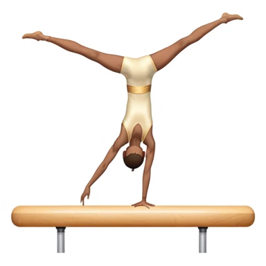 An artistic emoji of a professional sports acrobat performing a stunning balance pose on a narrow beam. The acrobat showcases perfect control, flexibility, and strength, executing an elegant handstand. The background features a bright gymnastics arena with spotlights. sticker