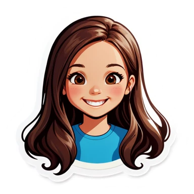 smiling girl with long hair sticker