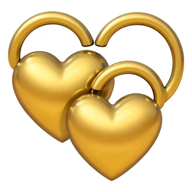 Two yellow gold hearts interlinked, metallic finish sticker