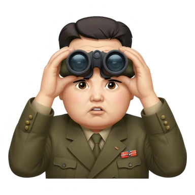 Kim Jong Un staring through binoculars with angry expression  sticker