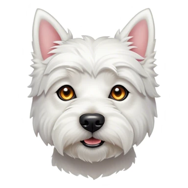 Cinematic Noble West Highland White Terrier Portrait Emoji, Poised and regal, with a compact, sturdy build and a pristine, well-groomed pure white coat, deep-set soulful dark eyes, Simplified yet sharp and sophisticated features, highly detailed, glowing with a soft, dignified glow, high shine, intelligent and loyal, stylized with an air of confidence, focused and attentive, soft glowing outline, capturing the essence of a watchful and determined companion, so majestic it feels as though it could trot out of the screen with effortless authority! sticker