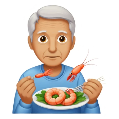 Older man eating shrimp sticker