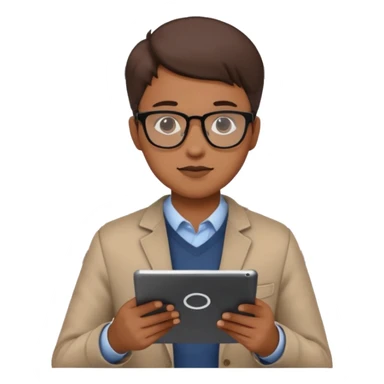 A focused person analyzing rising charts emoji sticker