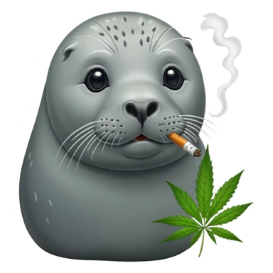 Grey slim seal smoking weeds cannabis sticker