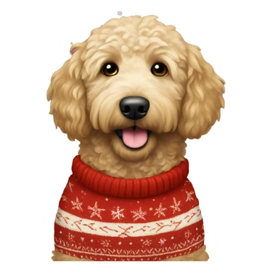 Golden doodle wearing christmas Sweater  sticker