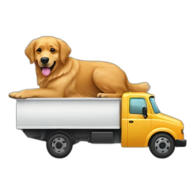Golden retriever and rottweiller in a moving truck sticker