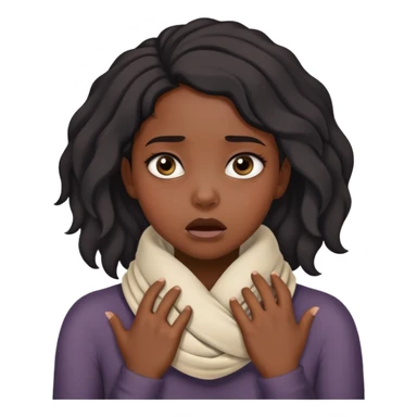 Black girl with her hands wrapped around her neck choking herself sticker