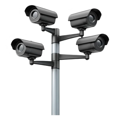 Four cctv cameras linked together on pole sticker