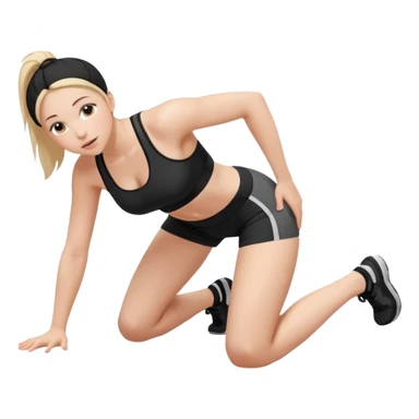 a young woman on all fours, head on the floor, arched back and ass up. sticker