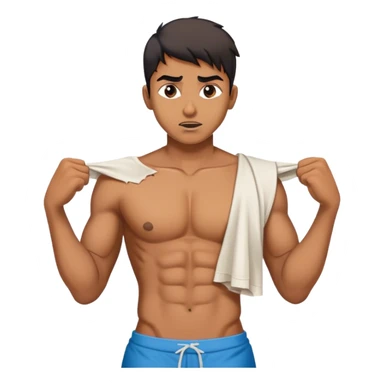 Indian boy tearing his T shirt off and has six pack abs sticker