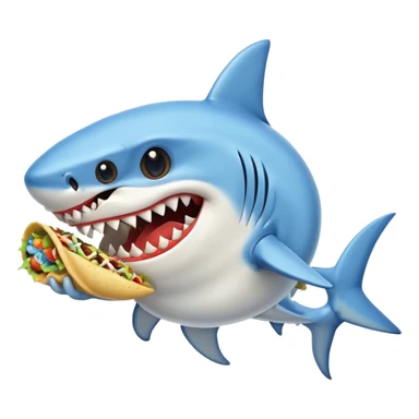 shark wearing a white dress eating a taco sticker