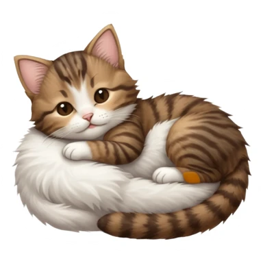 dark brown tabby and white kitten sleeping upside down on its back sticker
