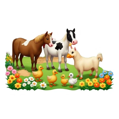 Farm horse duck a dog cow garden farmer chicken flowers sticker