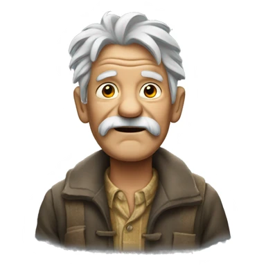Old man dressed in ragged clothes  sticker