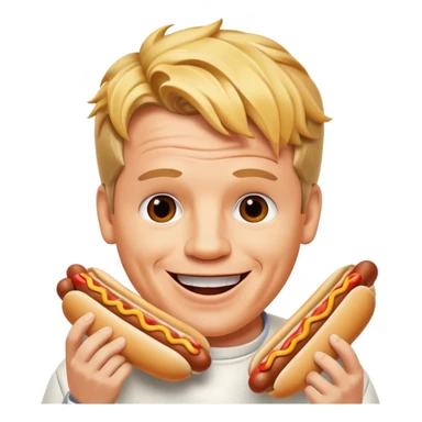 gordon ramsay eat a hotdog, happy smile sticker