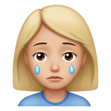 calm sad face emoji with gentle peaceful expression and a single tear sticker