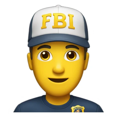 man with yellow "FBI" letters on his cap sticker