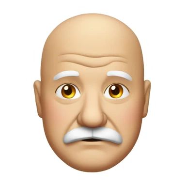 old fat bald man with mustache wearing red sticker