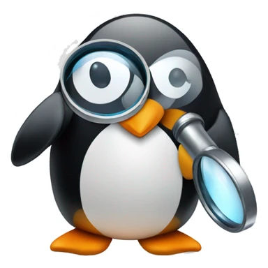  penguin with magnifying glass sticker