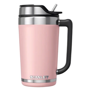 Light pink 40oz Stanley tumbler with handle sticker