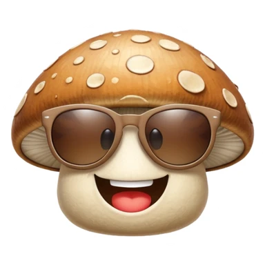 mushroom with sunglasses and a big smile sticker