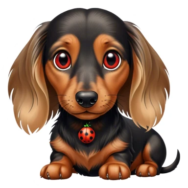 Long haired Dachshund with ladybug  sticker