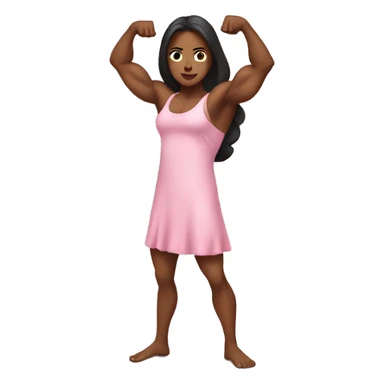 Strong muscle girl flexing in a Pink Nightgown sticker