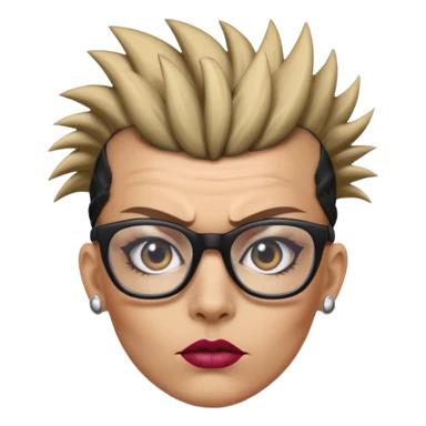 extreme mohawk person face headband glassess excessive makeup sticker