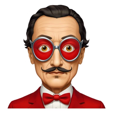 Faites-moi un masque de Salvador Dali d'une manière réaliste, la même série que La Casa de Bapel, et faites-le paraître comme s'il portait du rouge sticker