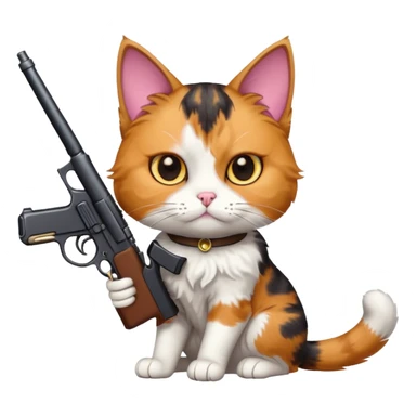 Cat with a gun sticker