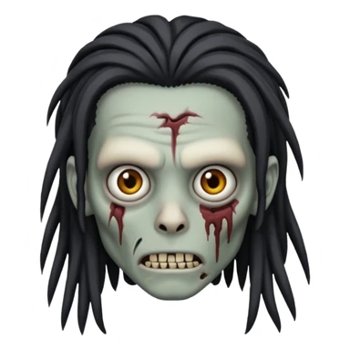 make a zombie boy emoji (headshot only) that has long black dreadlocks  and some facial scars sticker
