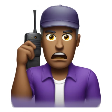 Guy ANGRY talking to a purple walkie talkie  sticker