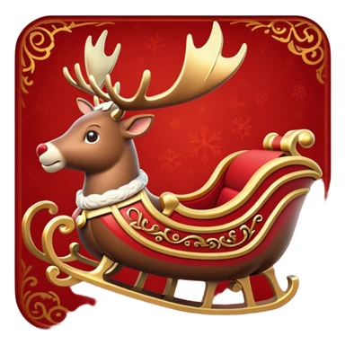 santa's sleigh with reindeer in flight sticker