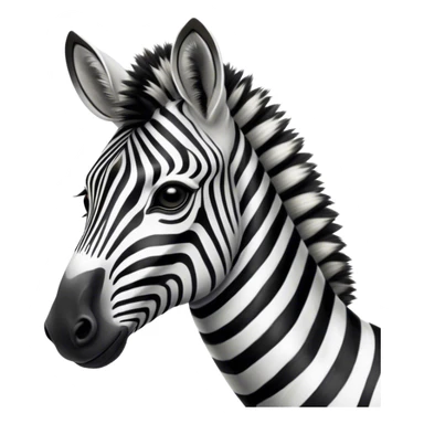 Cinematic Noble Zebra Portrait Emoji, Poised and regal, with a lean, elegant build, a long, graceful equine snout and striking fur of bold black and white stripes, deep-set soulful piercing eyes, Simplified yet sharp and sophisticated features, highly detailed, glowing with a soft, dignified glow, high shine, intelligent and graceful, stylized with an air of savannah chic, focused and attentive, soft glowing outline, capturing the essence of a watchful and confident equine that feels as though it could gallop out of the screen with effortless authority! sticker