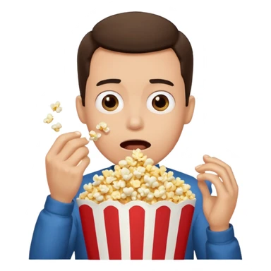 Make a guy eating popcorn in a dramatic conversion sticker