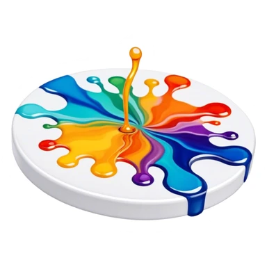 Epoxy resin art icon, tubes of epoxy resin, visible mixing tools, colorful resin pouring onto a surface, creating intricate patterns or designs, such as abstract art or coasters, minimalistic style, clean lines, transparent background. sticker