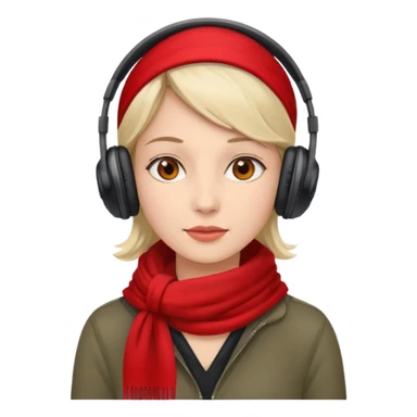 woman with red scarf wearing headphones sticker