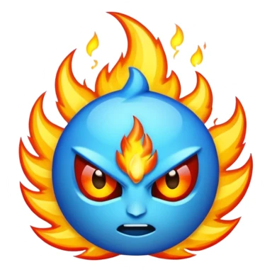 Rayos, centellas y fuego con expresiones de furia extrema azul sticker