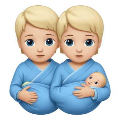 Twin swaddled babies in blue, short blonde hair sticker
