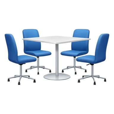 table and three office blue chairs sticker