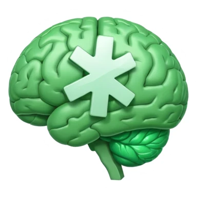 green brain with health logo plus on it sticker