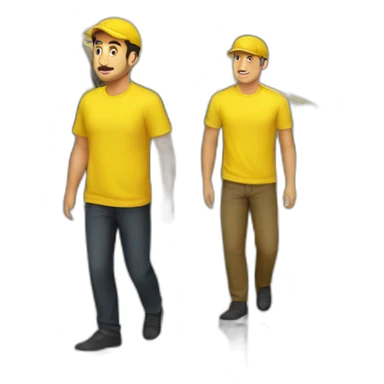 Armenian men in yellow clothing in public trasnport sticker