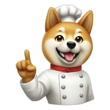 Shiba dog chef with a hand with one finger up asking you to wait sticker