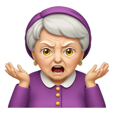 make me an emoji of an angry british granny yelling at a kid for pronouncing a word incorrectly sticker