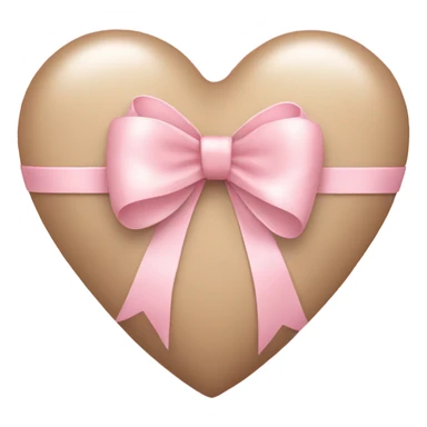 A beige coloured heart with a light pink bow wrapping it sticker